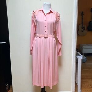 -Adolph Schuman for Lilli Ann- Vintage 80's Pink Dress with Shoulder Detailing
